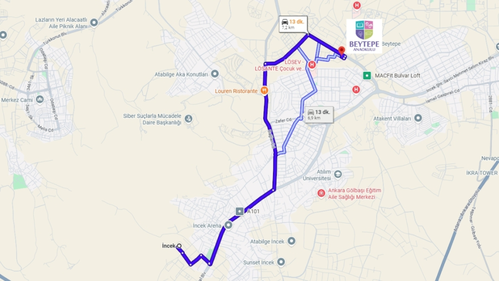 İncek - Beytepe Yol Tarifi